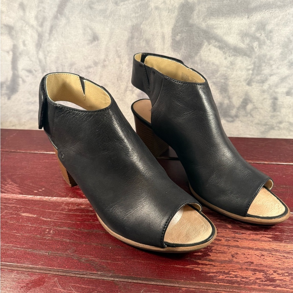 Joseph Seibel Black Leather Peep Toe Mules Size 41/9.5